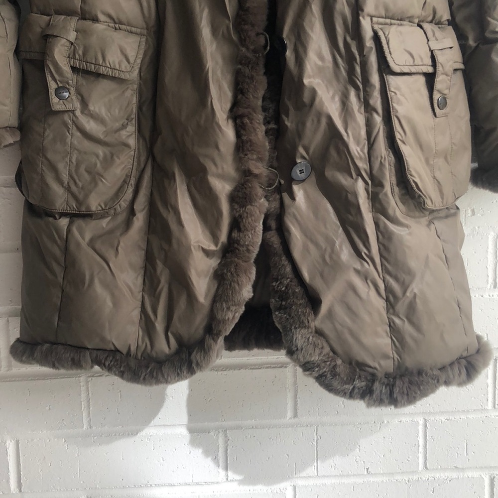 Rare Weekend MaxMara Rabbit Fur Trim Down Coat - Picture 3 of 7